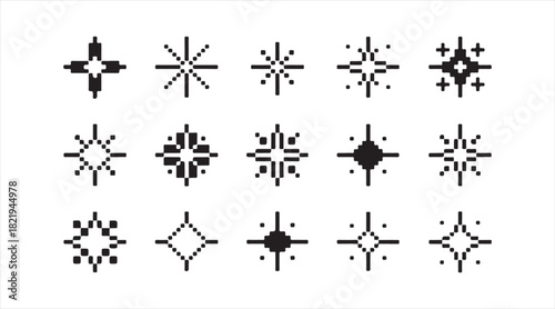 Minimal star and sparkle vector silhouettes ideal for holiday, fantasy, and light-themed illustrations