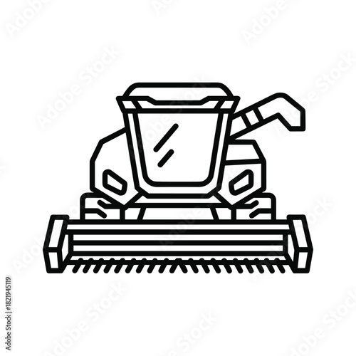 Combine harvester machine icon, farming equipment isolated on