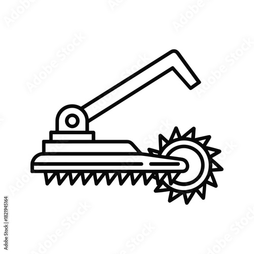 Line art icon of a specialized tool with a handle and two serrated wheels