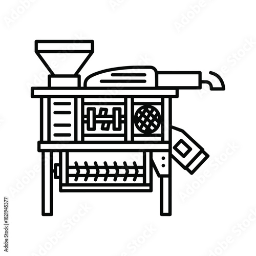 Grain processing machine icon, agricultural equipment for farm production