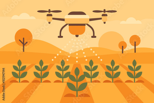 No any icon farming captions innovation modern illustration drone labels numbers vector