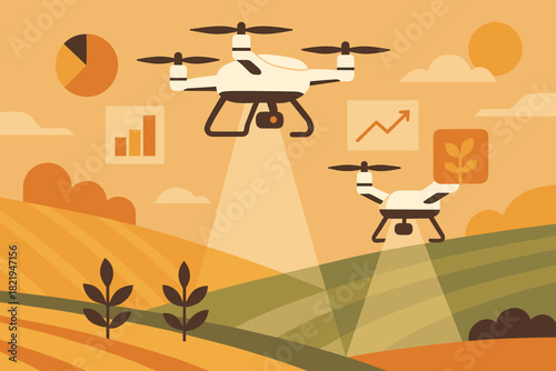 Color farming abstract no numbers drones smart illustration vector text icon letters