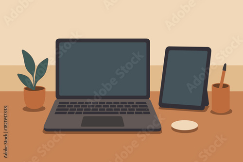 Digital minimal icon modern speech text flat numbers workspace illustration no vector