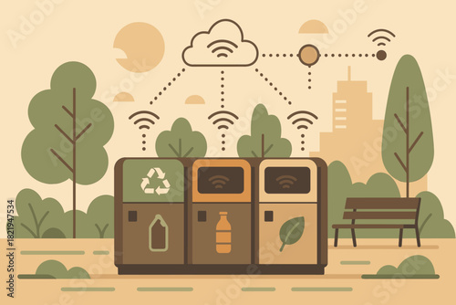 Recycling any punctuation iot icon geometric connected smart captions urban vector no