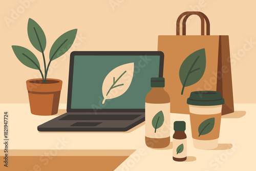 Geometric friendly text vector icon flat letters mockups product eco modern no