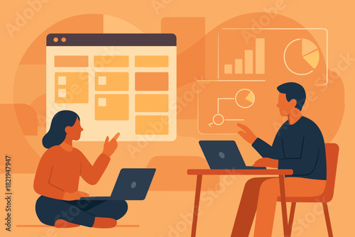 Innovation virtual tools style icon colors letters workplace minimal vector labels no