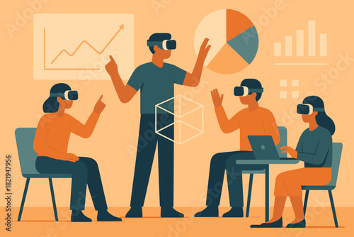 Characters interaction speech minimal icon typography workplace vector numbers no emojis holograms