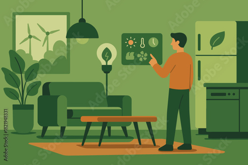 Numbers illustration icon green any appliances home letters smart interior no vector