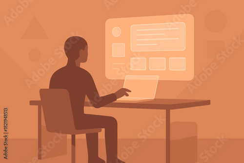 Vector no flat text interface workstation futuristic characters minimal icon speech