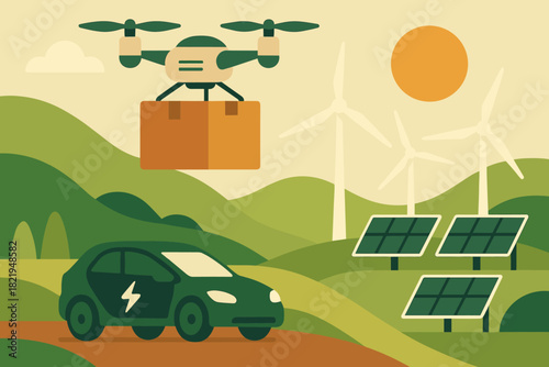 Drone colors no vector geometric cyrillic letters icon delivery labels system landscape