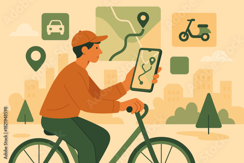 Vector interface flat geometric icon eco friendly ride negative style no chinese