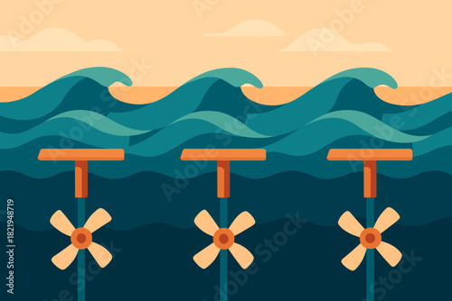 Wave numbers energy flat vector text captions no icon chinese clean typography