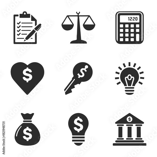 Set of finance and money icons for fintech apps, banking ui, finance dashboards and marketing.

