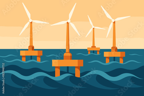 Text no gradient style numbers speech icon ocean hybrid turbines chinese labels