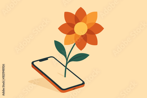 Flower vector simple full flat labels bloom digital no geometric modern icon