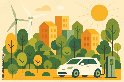 Icon typography city blocks electric eco no urban friendly text labels speech