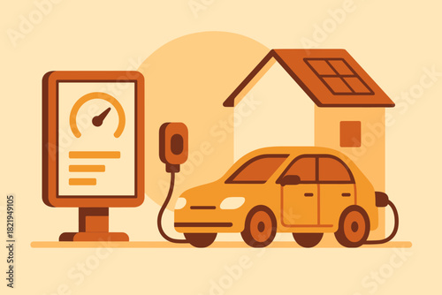 Monitoring any smart illustration vector icon warm flat display no tracking energy