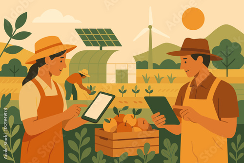 Farming geometric no vector digital innovation harvest icon style warm negative cohesive