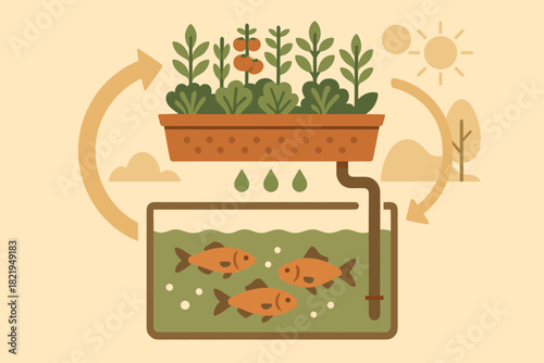 No any flat sustainable icon full aquaponics punctuation system style negative illustration