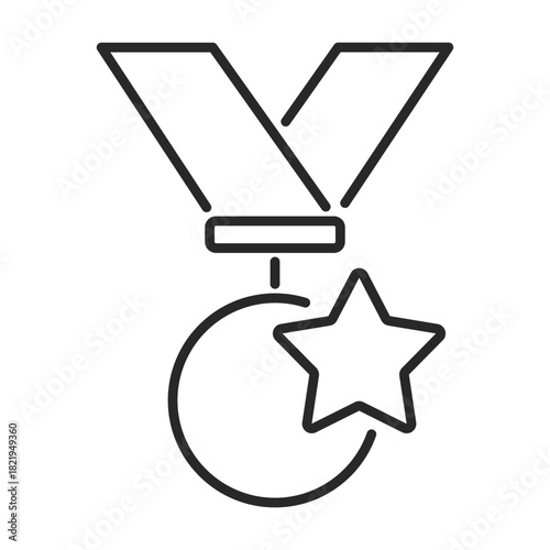 Winner trophy medal line icon