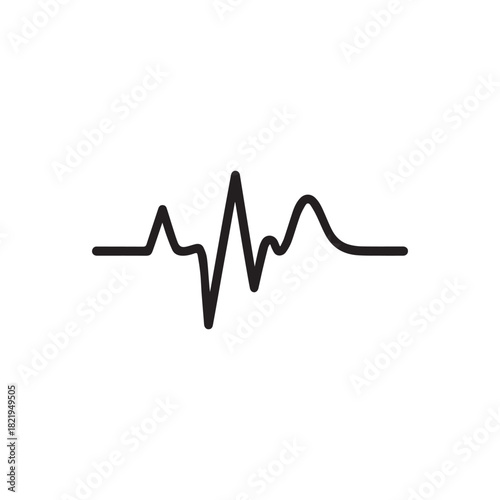 Simple black electrocardiogram waveform against a white background representing a heartbeat