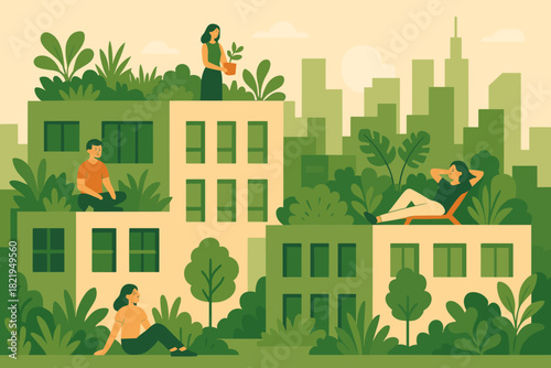 Typography urban icon no warm cyrillic captions gardens vector relaxing numbers rooftop