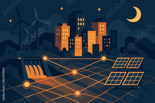 No vector futuristic bubbles colors punctuation flat text city eco icon warm