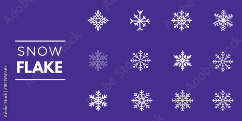 Snowflake Icon Vector Bundle - Royalty Free Winter Christmas Holiday Design Set White Red Snow Crystal Pattern Festive Xmas Frost Geometric Seasonal Clipart Template Commercial Use Digital Download