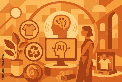 Marks chinese futuristic sustainable icon speech colors letters ecosystem fashion negative vector