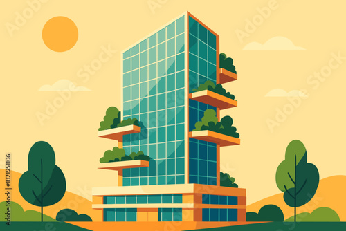 Numbers icon style no marks eco futuristic labels tower vector full green