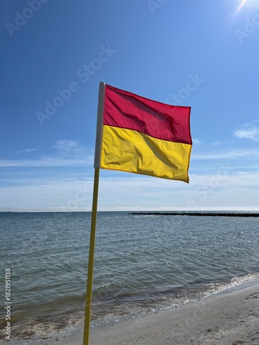 lifeguard flag on the beach