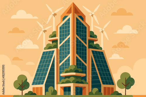 Labels futuristic style vector skyscraper no cyrillic eco wind icon any chinese