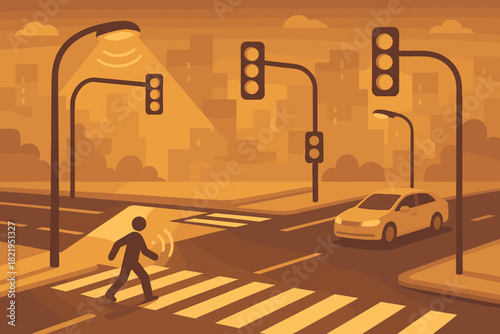 Text no illuminated vector letters signals icon smart modern intersection clean city