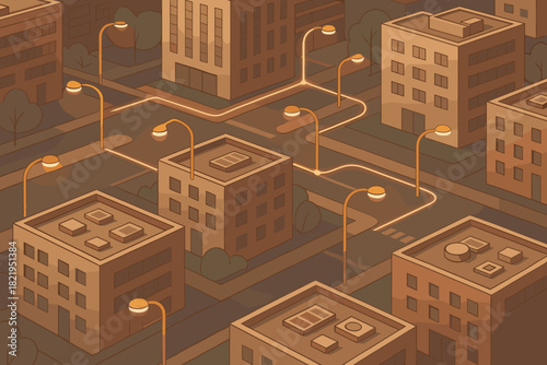 Rooftop marks lighting typography no vector grid letters smart city labels icon