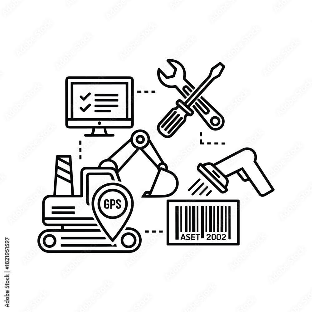 Fototapeta premium Smart industrial asset management, tracking, and maintenance system