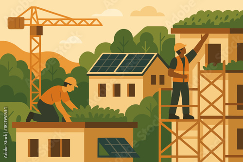 Text labels eco no solar icon warm emojis vector cohesive being building