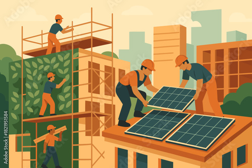 Text letters construction urban flat sustainable no workers icon vector any colors