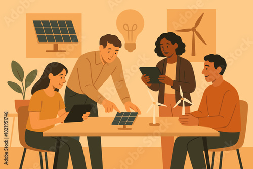 Innovation style clean vector modern energy text minimal tablets labels no icon