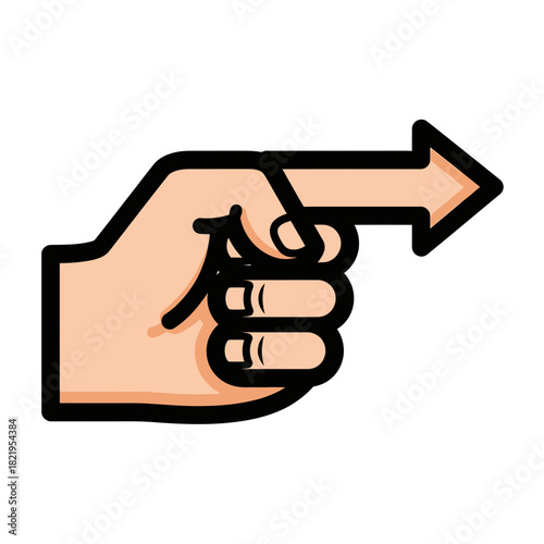 Hand-drawn pointing finger icon, perfect for retro signage, attention cues, and playful direction-focused illustrations