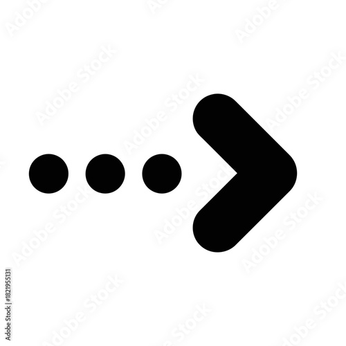 Three-dot progression arrow symbolizing next steps, continuation, and simple UI navigation