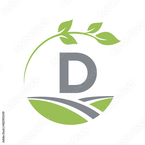 Initial Agriculture Logo combine with letter D vector template