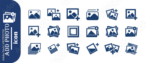Add photo icons set vector illustration, image gallery and picture symbol for user interface design