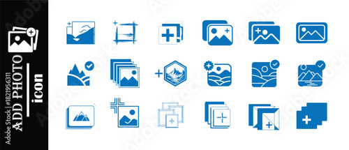 Add photo icon set vector illustration contains such icons as picture gallery and new image creation