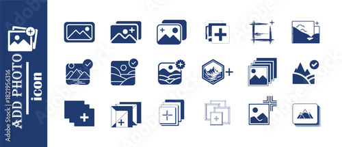 Add photo icon set vector illustration contains such icons as picture gallery and new image creation