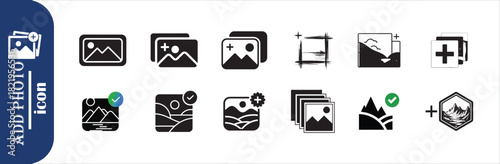 Add photo icon set vector illustration contains such icons as picture gallery and new image creation