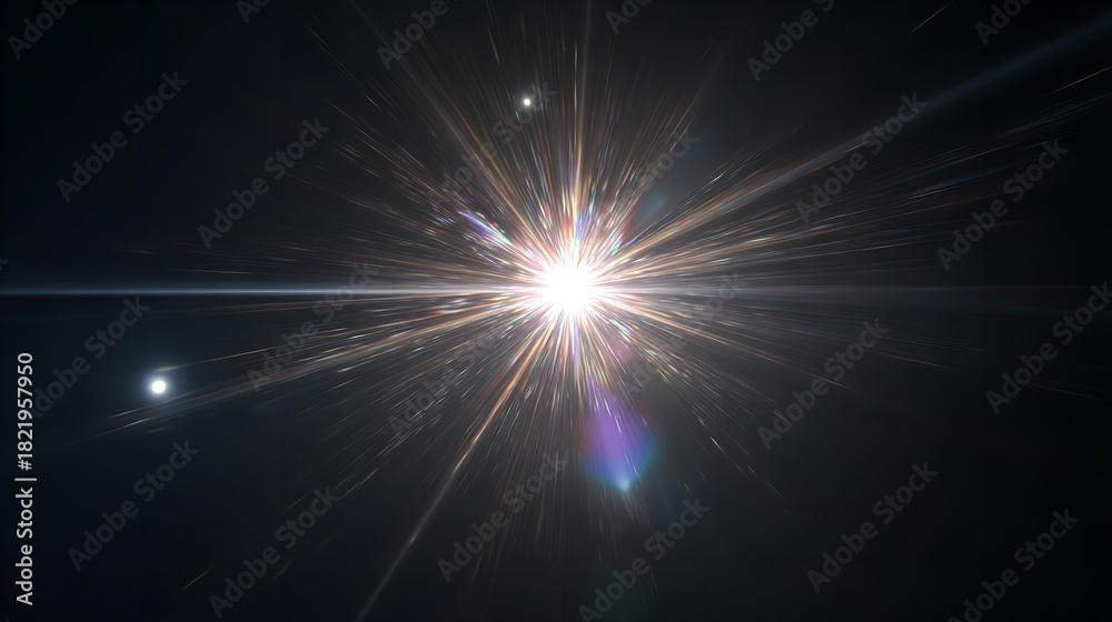 Obraz premium Abstract blue light burst with bright laser beam and energetic fractal shine