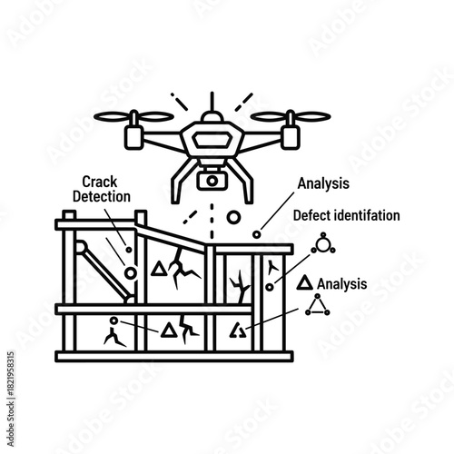 Drone performs crack detection and structural analysis inspection