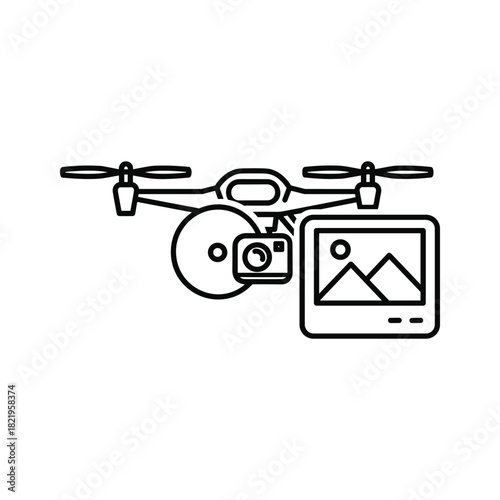 Drone camera screen icon for aerial photography and videography