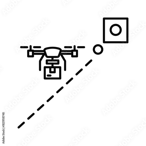 Drone delivering package to target destination logistics service