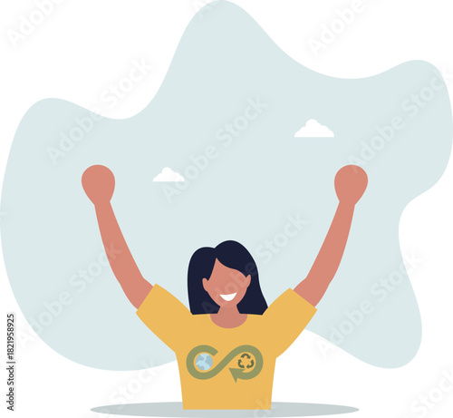 Circular economy, sustainability, ecology with reusable resource, energy or eco friendly product,life and employment of people.